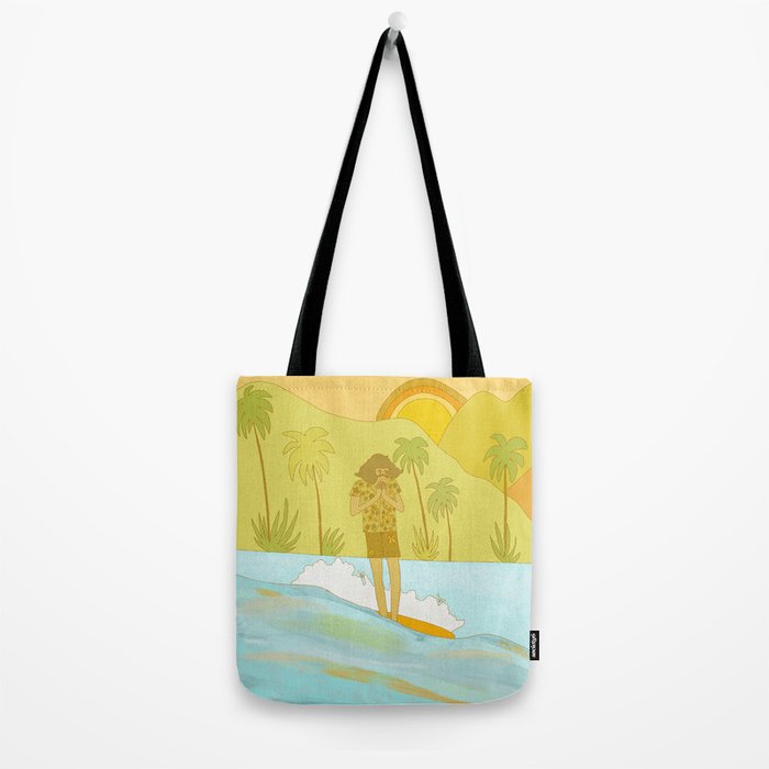 Give thanks retro surf art tropical peaceful by surfybirdy Tote Bag Gallery Image 2