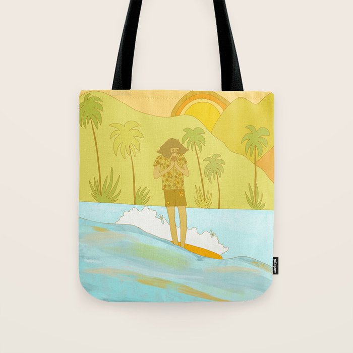 Give thanks retro surf art tropical peaceful by surfybirdy Tote Bag Gallery Image 1