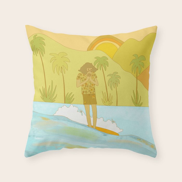 Give thanks retro surf art tropical peaceful by surfybirdy Throw Pillow Gallery Image 6