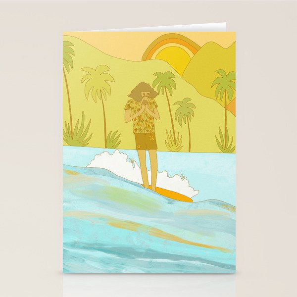 Give thanks retro surf art tropical peaceful by surfybirdy Stationery Card Gallery Image 1