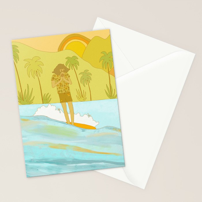 Give thanks retro surf art tropical peaceful by surfybirdy Stationery Card Gallery Image 2
