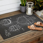 Football Helmet Patent - Football Art - Black Chalkboard Outdoor Rug Gallery Image 2