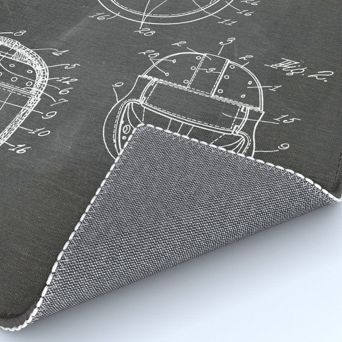 Football Helmet Patent - Football Art - Black Chalkboard Rug Gallery Image 4
