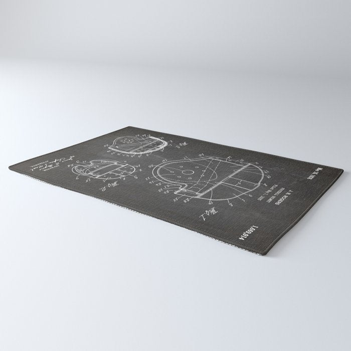 Football Helmet Patent - Football Art - Black Chalkboard Rug Gallery Image 3