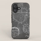 Football Helmet Patent - Football Art - Black Chalkboard iPhone Case Gallery Image 1