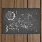 Football Helmet Patent - Football Art - Black Chalkboard Outdoor Rug Gallery Image 1