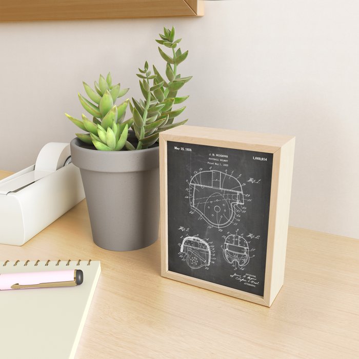 Football Helmet Patent - Football Art - Black Chalkboard Mini Art Print Gallery Image 2