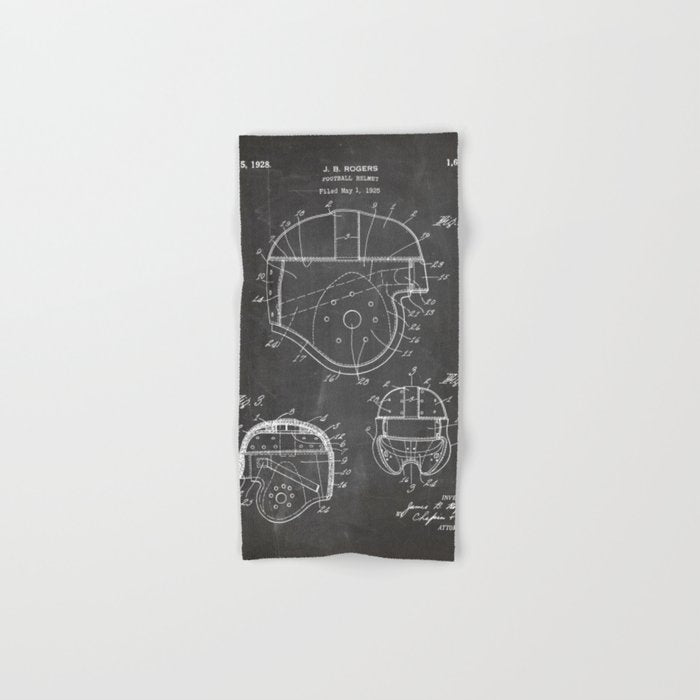 Football Helmet Patent - Football Art - Black Chalkboard Towels Gallery Image 1