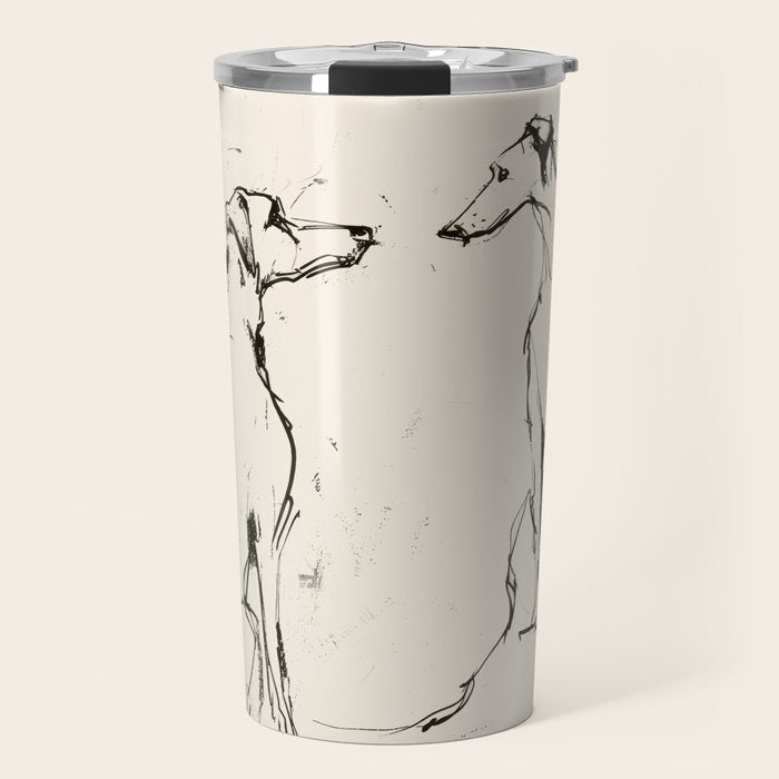 Greyhound Pair - Modern Sketch Travel Mug Gallery Image 1