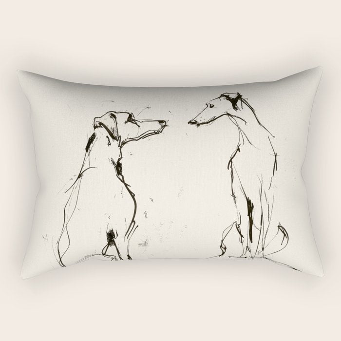 Greyhound Pair - Modern Sketch Rectangular Pillow Gallery Image 1