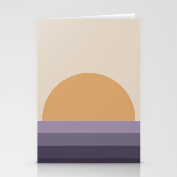 Minimal Retro Sunset Sunrise - Purple Mauve Dusk Stationery Card Gallery Image 1