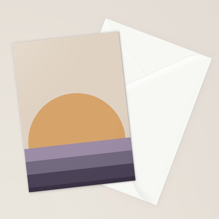 Minimal Retro Sunset Sunrise - Purple Mauve Dusk Stationery Card Gallery Image 2