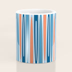 Mid Century Modern Vintage Inspired Stripes in Classic Blues and Muted Orange Coffee Mug Gallery Image 4