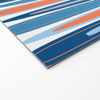 Mid Century Modern Vintage Inspired Stripes in Classic Blues and Muted Orange Welcome Mat Gallery Image 2