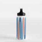 Mid Century Modern Vintage Inspired Stripes in Classic Blues and Muted Orange Water Bottle Gallery Image 3