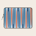 Mid Century Modern Vintage Inspired Stripes in Classic Blues and Muted Orange Laptop Sleeve Gallery Image 1