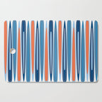 Mid Century Modern Vintage Inspired Stripes in Classic Blues and Muted Orange Cutting Board Gallery Image 1