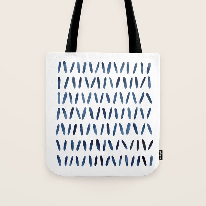 Strokes Pattern | Indigo Watercolor Painting Tote Bag Gallery Image 1