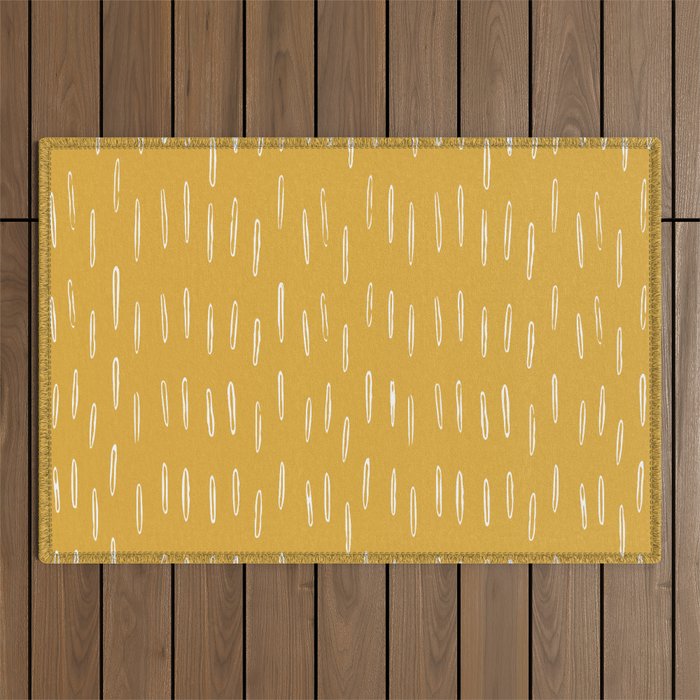 Raindrop Abstract Boho Pattern, Yellow Outdoor Rug Gallery Image 1
