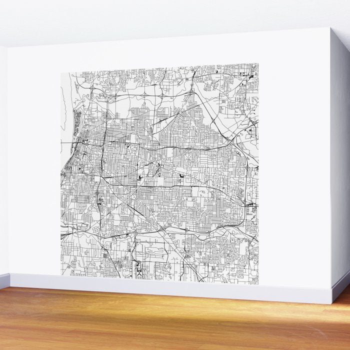 Memphis White Map Wall Mural Gallery Image 2