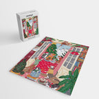 Cats in the Window at a Snowy Christmas in Bright Colours Jigsaw Puzzle Gallery Image 2