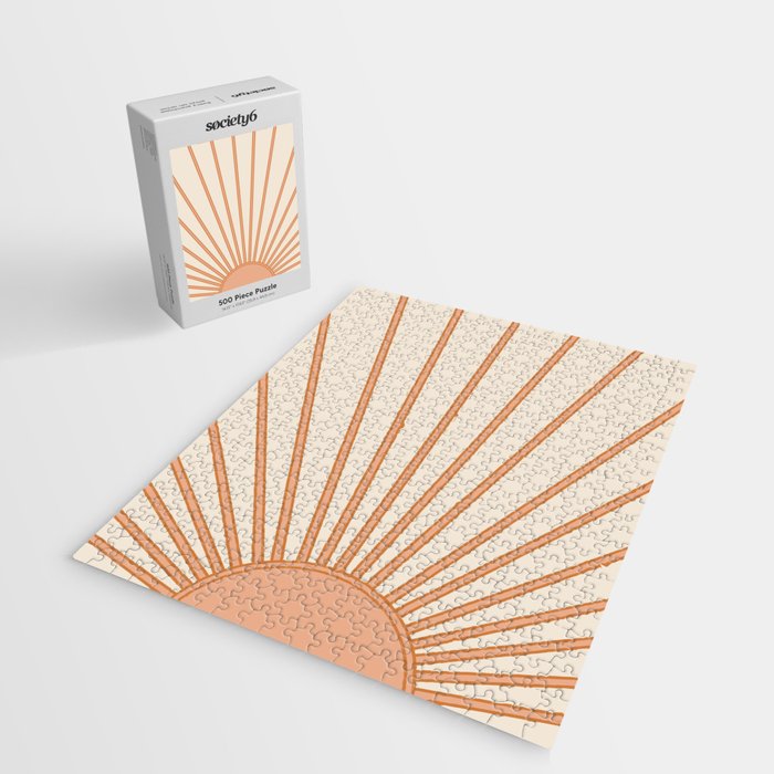 Sun Print Sunrise Sunshine Sun Wall Art Boho Sun Earth Tones Terracotta Mid Century Modern Decor  Jigsaw Puzzle Gallery Image 2