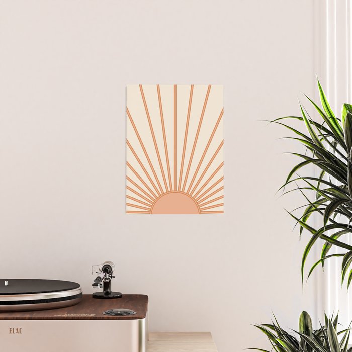 Sun Print Sunrise Sunshine Sun Wall Art Boho Sun Earth Tones Terracotta Mid Century Modern Decor  Poster Gallery Image 2
