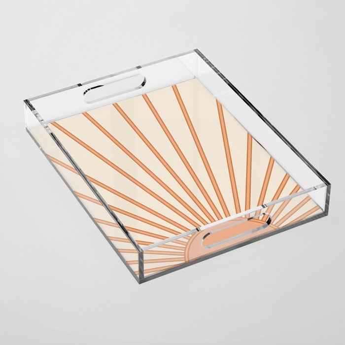 Sun Print Sunrise Sunshine Sun Wall Art Boho Sun Earth Tones Terracotta Mid Century Modern Decor  Acrylic Tray Gallery Image 1