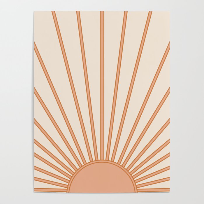 Sun Print Sunrise Sunshine Sun Wall Art Boho Sun Earth Tones Terracotta Mid Century Modern Decor  Poster Gallery Image 4