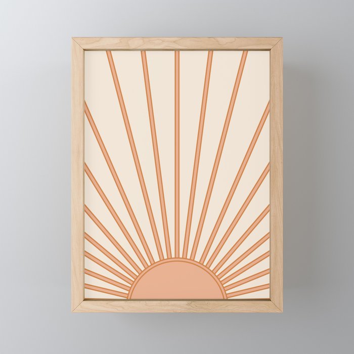 Sun Print Sunrise Sunshine Sun Wall Art Boho Sun Earth Tones Terracotta Mid Century Modern Decor  Mini Art Print Gallery Image 1