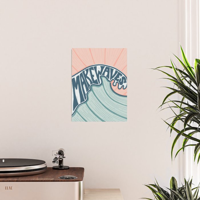 Make Waves Linocut Poster Gallery Image 2