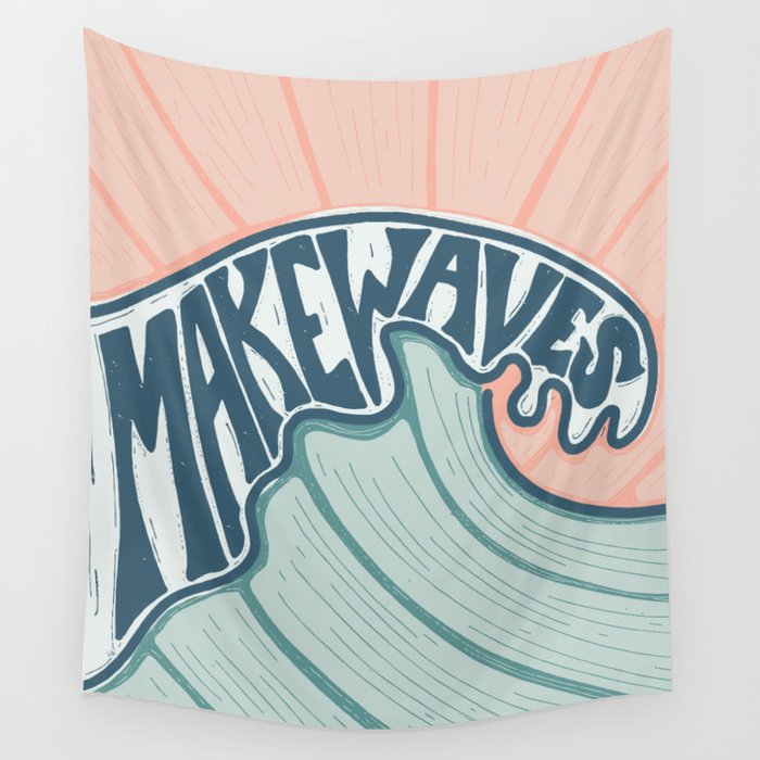 Make Waves Linocut Wall Tapestry Gallery Image 4