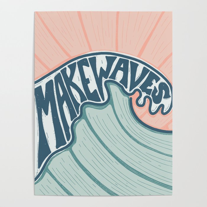 Make Waves Linocut Poster Gallery Image 4
