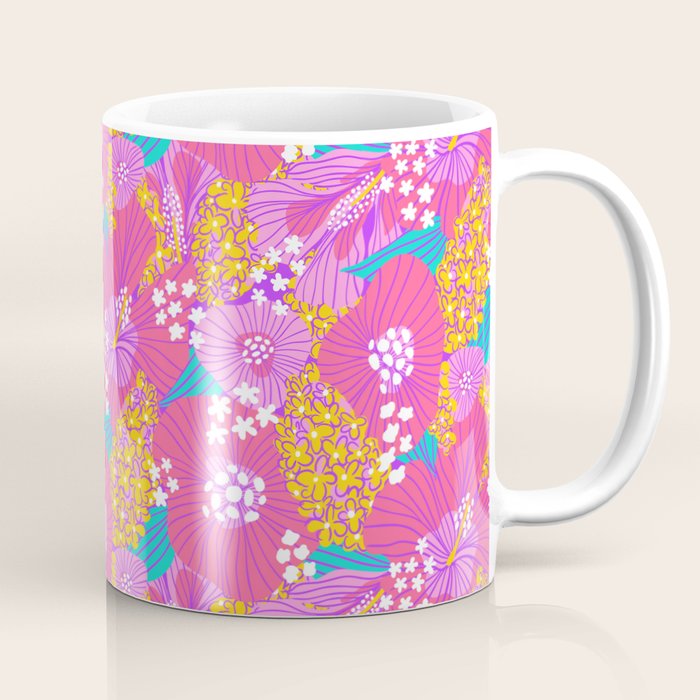 Bold Hibiscus Floral Hot Pink Summer Coffee Mug Gallery Image 1