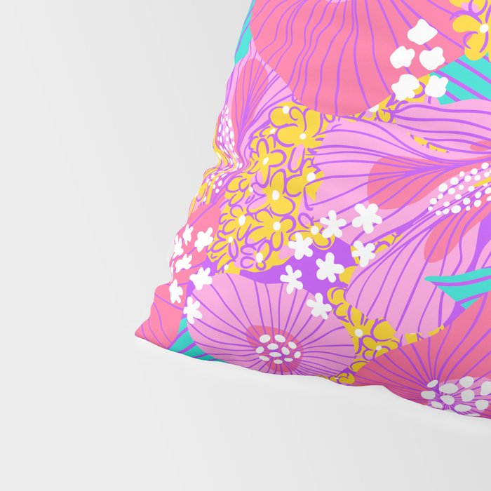 Bold Hibiscus Floral Hot Pink Summer Pillow Sham Gallery Image 4