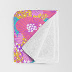 Bold Hibiscus Floral Hot Pink Summer Throw Blanket Gallery Image 3