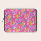 Bold Hibiscus Floral Hot Pink Summer Laptop Sleeve Gallery Image 1