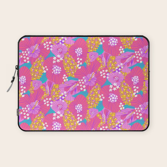 Bold Hibiscus Floral Hot Pink Summer Laptop Sleeve Gallery Image 1