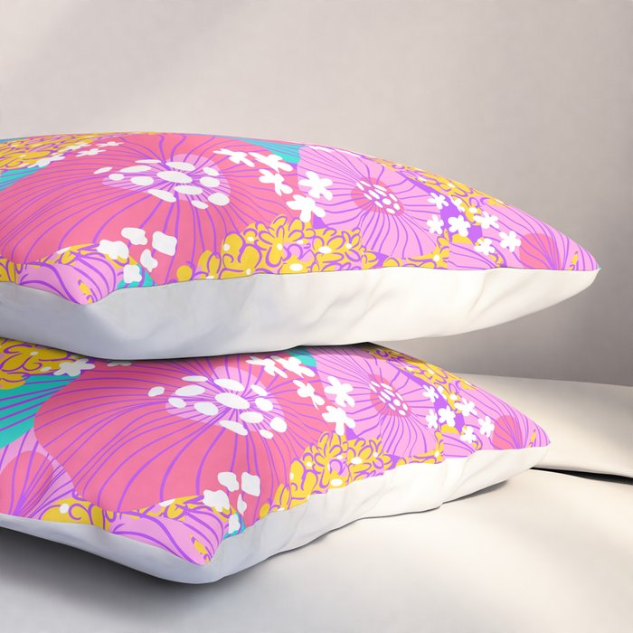 Bold Hibiscus Floral Hot Pink Summer Pillow Sham Gallery Image 3