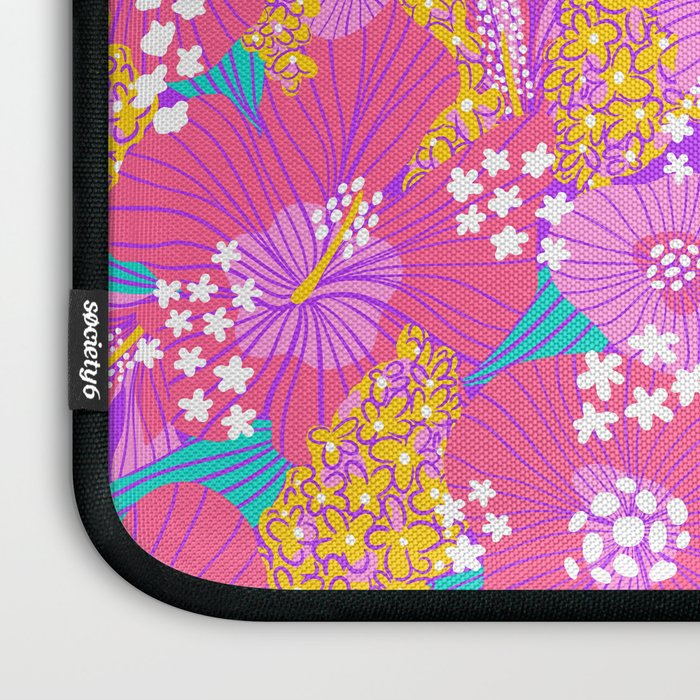 Bold Hibiscus Floral Hot Pink Summer Laptop Sleeve Gallery Image 3