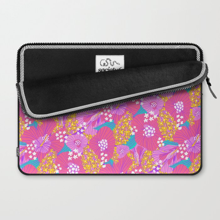 Bold Hibiscus Floral Hot Pink Summer Laptop Sleeve Gallery Image 2
