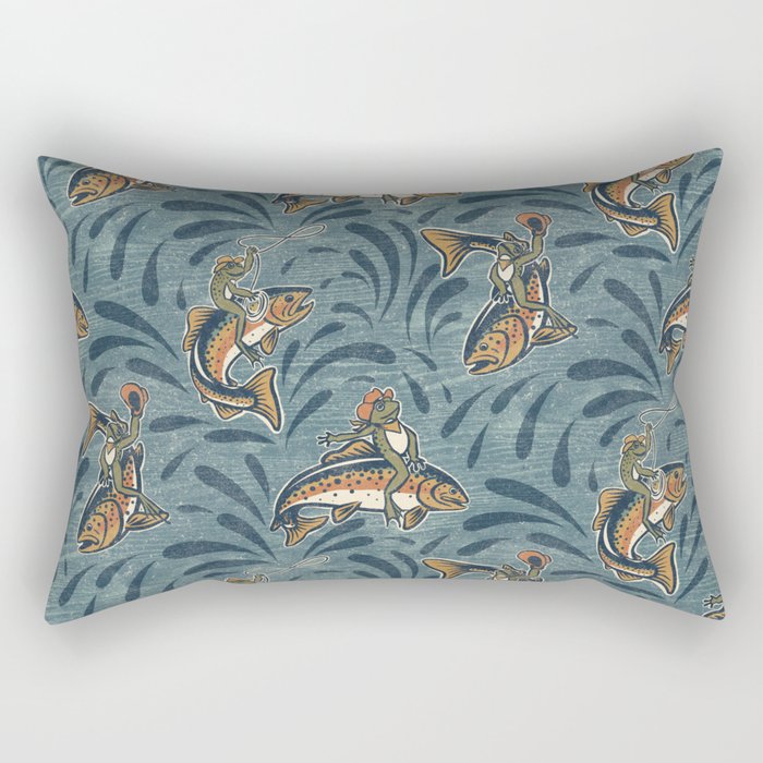 Rodeo Frogs - Blue Rectangular Pillow Gallery Image 1