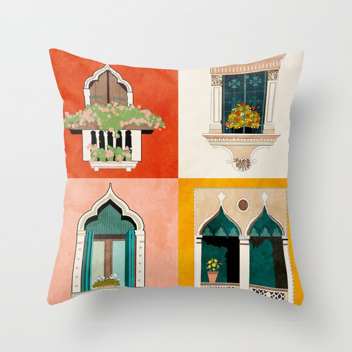 venice windows Throw Pillow Gallery Image 1