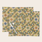 Colorful Quilt Plaid geometric pattern green and blue Placemat Gallery Image 1