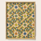 Colorful Quilt Plaid geometric pattern green and blue Serving Tray Gallery Image 1