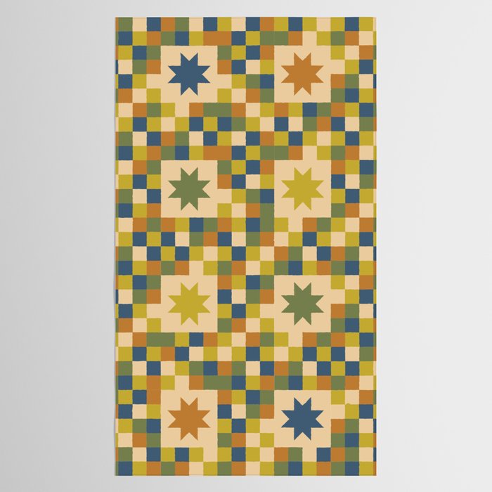 Colorful Quilt Plaid geometric pattern green and blue Tablecloth Gallery Image 2