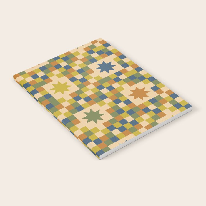 Colorful Quilt Plaid geometric pattern green and blue Notebook Gallery Image 1
