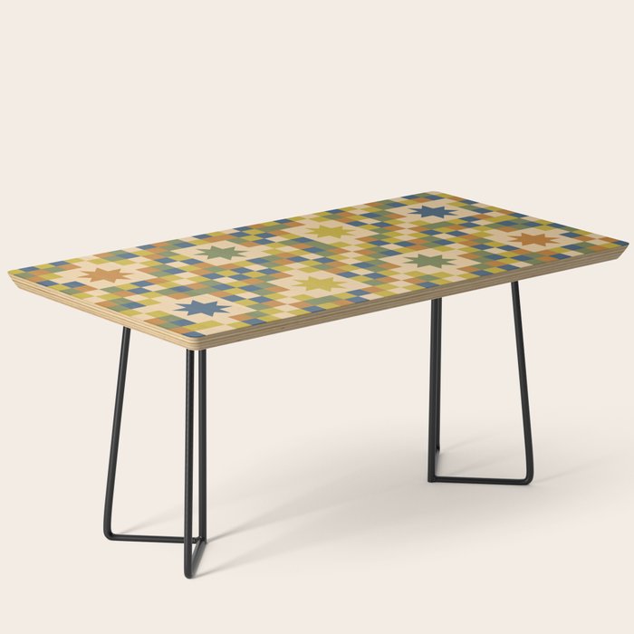 Colorful Quilt Plaid geometric pattern green and blue Coffee Table Gallery Image 1