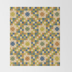 Colorful Quilt Plaid geometric pattern green and blue Throw Blanket Gallery Image 2