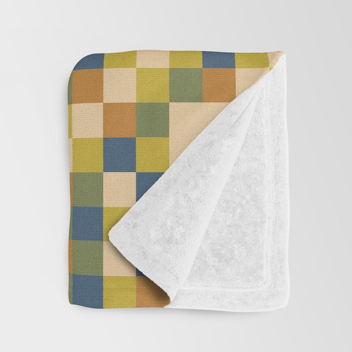 Colorful Quilt Plaid geometric pattern green and blue Throw Blanket Gallery Image 3